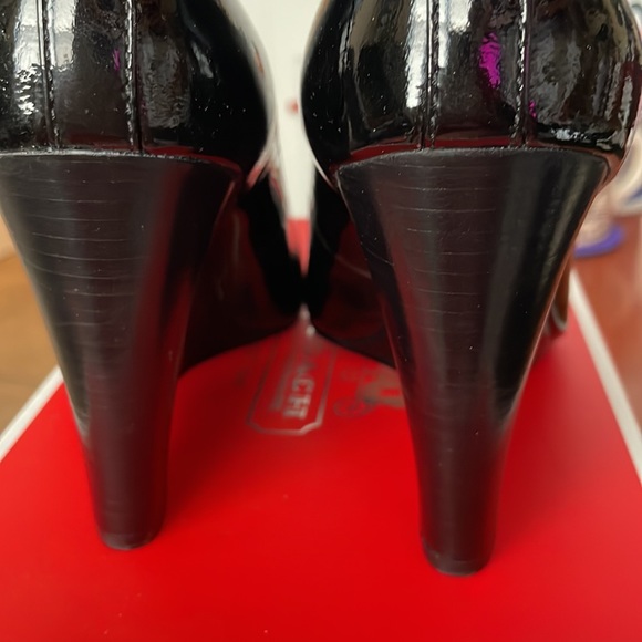 New Coach black peep toe wedge shoes - Picture 5 of 8